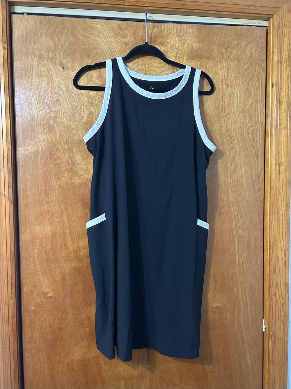 Lou & Grey Black Sleeveless Athletic Dress with White Trim and Built in Bra